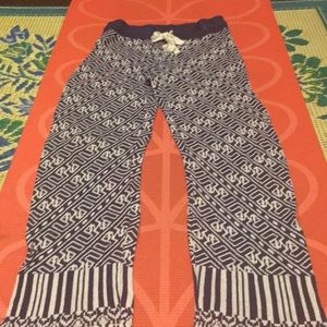 Anthropologie Lilka Rayon Blue/White lounge/Pajama Pants Small